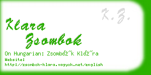 klara zsombok business card